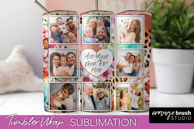 Flowers Photo Frame Tumbler PNG - Add Picture Tumbler Wrap Sublimation OrangeBrushStudio 