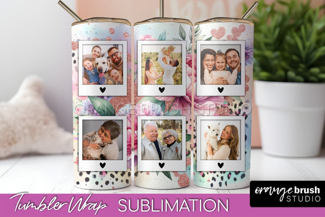 Flowers Photo Frame Tumbler PNG - Add Picture Tumbler Wrap Sublimation OrangeBrushStudio 