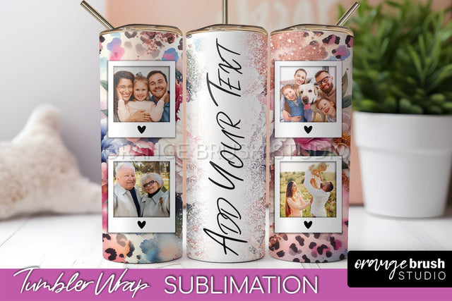 Flowers Photo Frame Tumbler PNG - Add Picture Tumbler Wrap Sublimation OrangeBrushStudio 