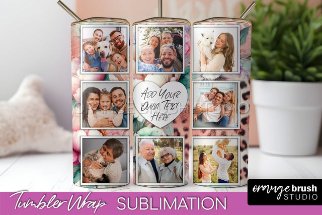 Flowers Photo Frame Tumbler PNG - Add Picture Tumbler Wrap Sublimation OrangeBrushStudio 