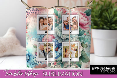 Flowers Photo Frame Tumbler PNG - Add Picture Tumbler Wrap Sublimation OrangeBrushStudio 