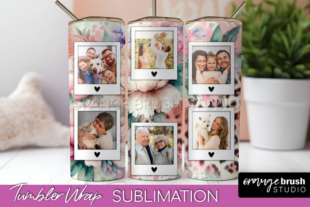 Flowers Photo Frame Tumbler PNG - Add Picture Tumbler Wrap Sublimation OrangeBrushStudio 