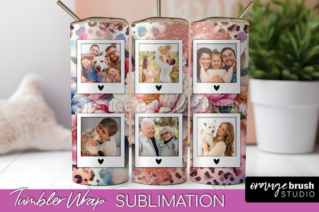 Flowers Photo Frame Tumbler PNG - Add Picture Tumbler Wrap Sublimation OrangeBrushStudio 