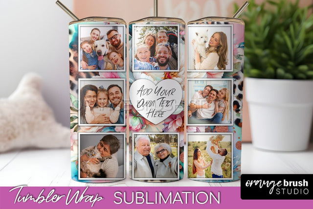 Flowers Photo Frame Tumbler PNG - Add Picture Tumbler Wrap Sublimation OrangeBrushStudio 
