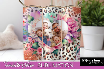 Flowers Photo Frame Tumbler PNG - Add Picture Tumbler Wrap Sublimation OrangeBrushStudio 