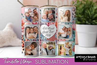 Flowers Photo Frame Tumbler PNG - Add Picture Tumbler Wrap Sublimation OrangeBrushStudio 