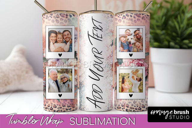 Flowers Photo Frame Tumbler PNG - Add Picture Tumbler Wrap Sublimation OrangeBrushStudio 