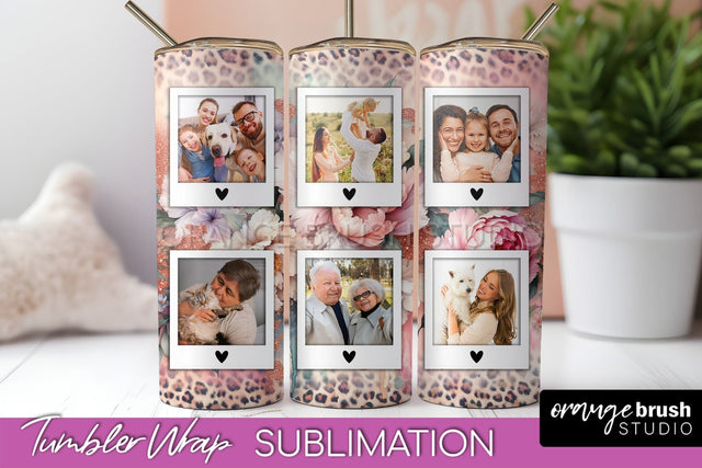 Flowers Photo Frame Tumbler PNG - Add Picture Tumbler Wrap Sublimation OrangeBrushStudio 