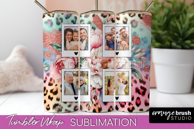 Flowers Photo Frame Tumbler PNG - Add Picture Tumbler Wrap Sublimation OrangeBrushStudio 