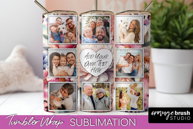 Flowers Photo Frame Tumbler PNG - Add Picture Tumbler Wrap Sublimation OrangeBrushStudio 