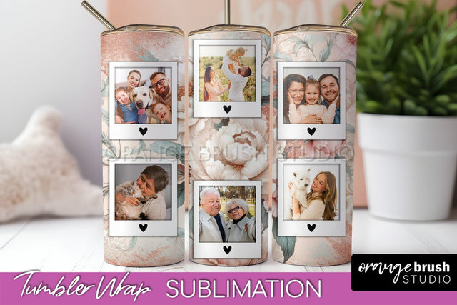 Flowers Photo Frame Tumbler PNG - Add Picture Tumbler Wrap Sublimation OrangeBrushStudio 