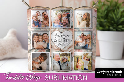 Flowers Photo Frame Tumbler PNG - Add Picture Tumbler Wrap Sublimation OrangeBrushStudio 
