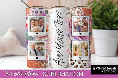 Flowers Photo Frame Tumbler PNG - Add Picture Tumbler Wrap Sublimation OrangeBrushStudio 