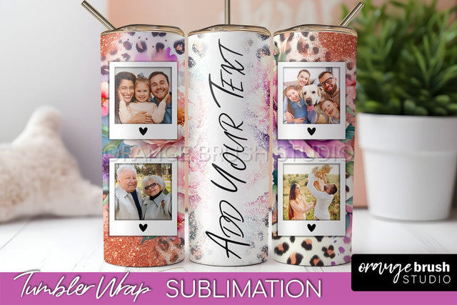 Flowers Photo Frame Tumbler PNG - Add Picture Tumbler Wrap Sublimation OrangeBrushStudio 