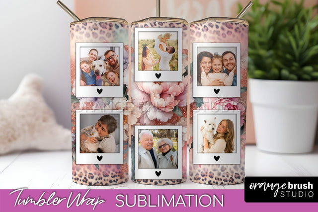 Flowers Photo Frame Tumbler PNG - Add Picture Tumbler Wrap Sublimation OrangeBrushStudio 