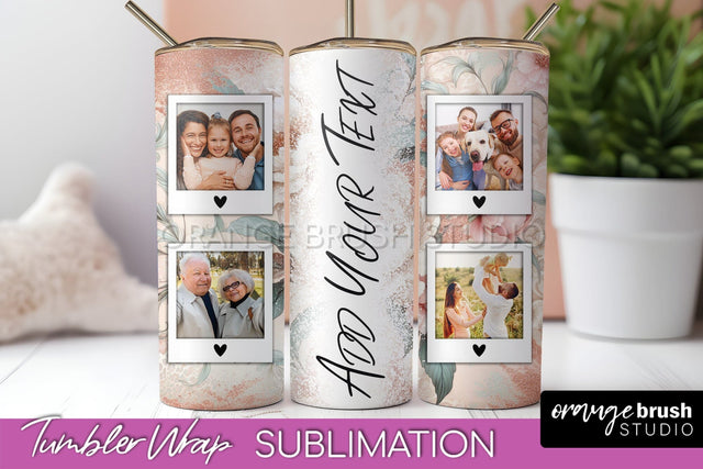Flowers Photo Frame Tumbler PNG - Add Picture Tumbler Wrap Sublimation OrangeBrushStudio 