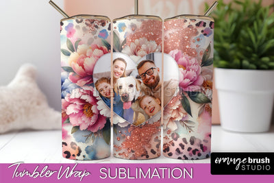 Flowers Photo Frame Tumbler PNG - Add Picture Tumbler Wrap Sublimation OrangeBrushStudio 