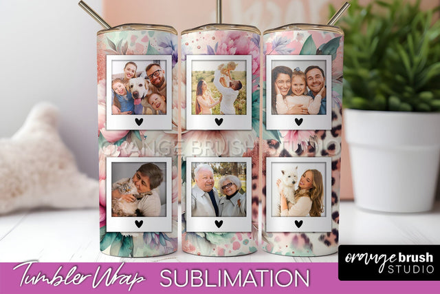 Flowers Photo Frame Tumbler PNG - Add Picture Tumbler Wrap Sublimation OrangeBrushStudio 