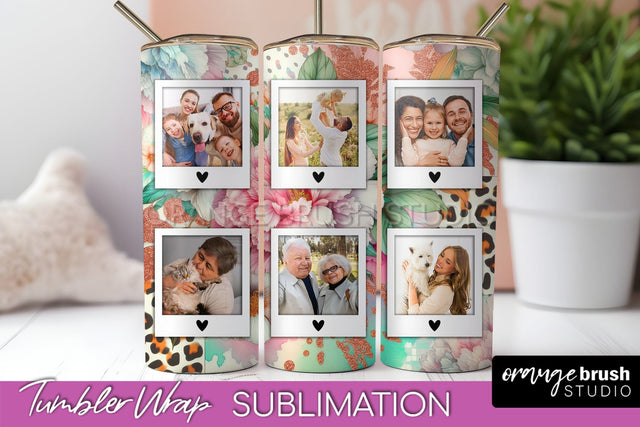 Flowers Photo Frame Tumbler PNG - Add Picture Tumbler Wrap Sublimation OrangeBrushStudio 