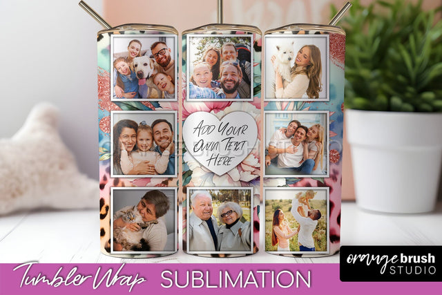 Flowers Photo Frame Tumbler PNG - Add Picture Tumbler Wrap Sublimation OrangeBrushStudio 