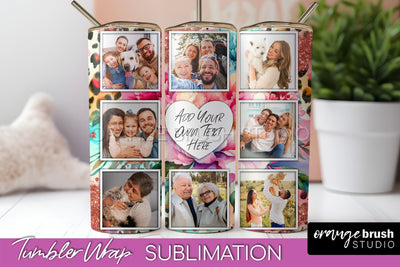 Flowers Photo Frame Tumbler PNG - Add Picture Tumbler Wrap Sublimation OrangeBrushStudio 