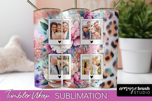 Flowers Photo Frame Tumbler PNG - Add Picture Tumbler Wrap Sublimation OrangeBrushStudio 