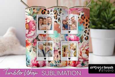 Flowers Photo Frame Tumbler PNG - Add Picture Tumbler Wrap Sublimation OrangeBrushStudio 