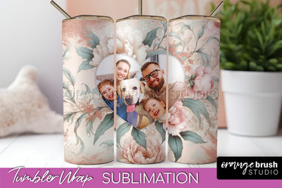 Flowers Photo Frame Tumbler PNG - Add Picture Tumbler Wrap Sublimation OrangeBrushStudio 