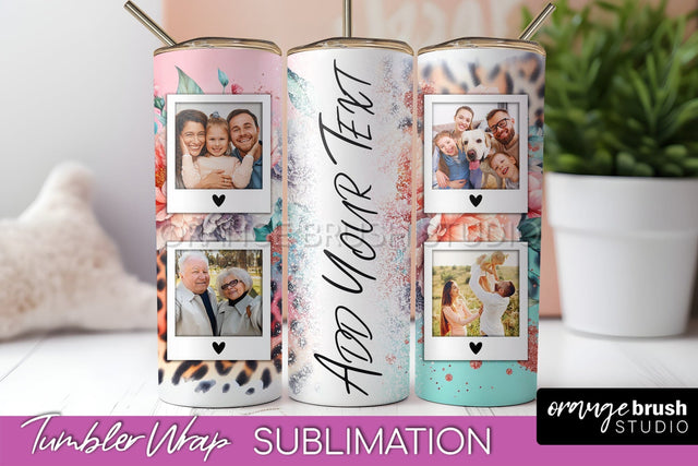 Flowers Photo Frame Tumbler PNG - Add Picture Tumbler Wrap Sublimation OrangeBrushStudio 