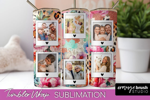 Flowers Photo Frame Tumbler PNG - Add Picture Tumbler Wrap Sublimation OrangeBrushStudio 