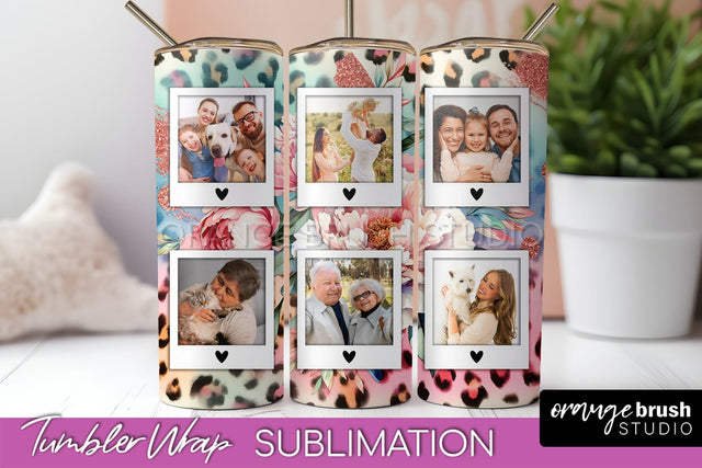 Flowers Photo Frame Tumbler PNG - Add Picture Tumbler Wrap Sublimation OrangeBrushStudio 