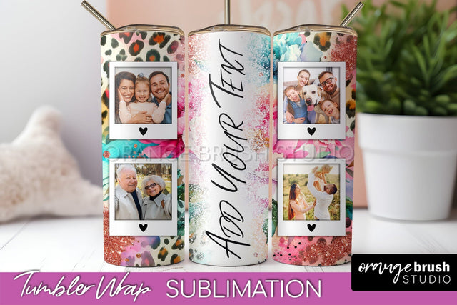 Flowers Photo Frame Tumbler PNG - Add Picture Tumbler Wrap Sublimation OrangeBrushStudio 