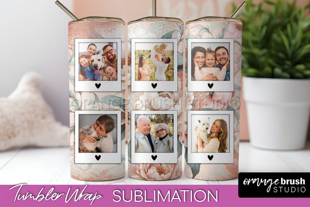Flowers Photo Frame Tumbler PNG - Add Picture Tumbler Wrap Sublimation OrangeBrushStudio 