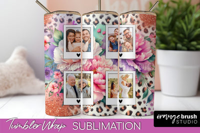 Flowers Photo Frame Tumbler PNG - Add Picture Tumbler Wrap Sublimation OrangeBrushStudio 