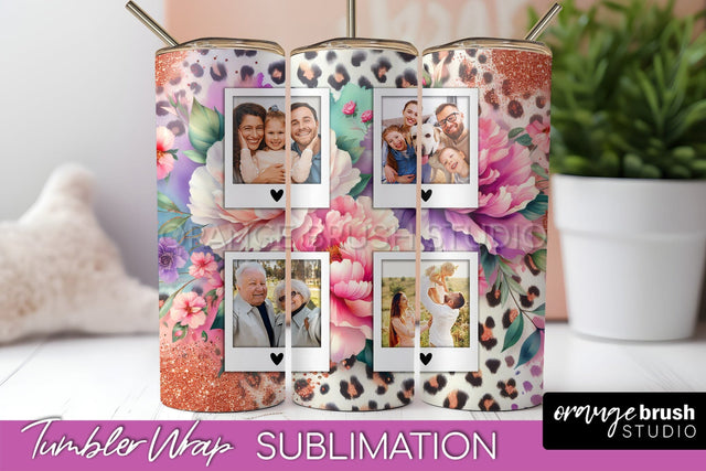 Flowers Photo Frame Tumbler PNG - Add Picture Tumbler Wrap Sublimation OrangeBrushStudio 