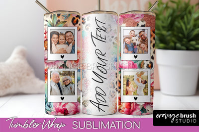 Flowers Photo Frame Tumbler PNG - Add Picture Tumbler Wrap Sublimation OrangeBrushStudio 