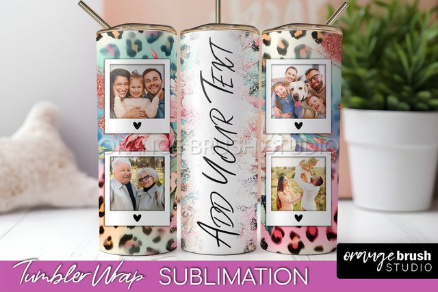 Flowers Photo Frame Tumbler PNG - Add Picture Tumbler Wrap Sublimation OrangeBrushStudio 