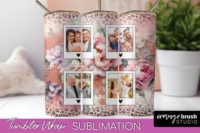 Flowers Photo Frame Tumbler PNG - Add Picture Tumbler Wrap Sublimation OrangeBrushStudio 