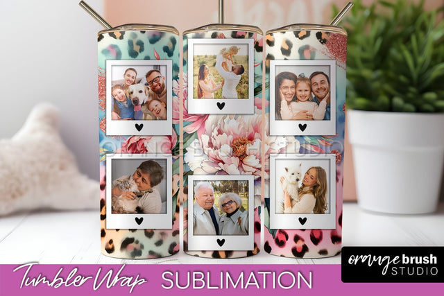 Flowers Photo Frame Tumbler PNG - Add Picture Tumbler Wrap Sublimation OrangeBrushStudio 