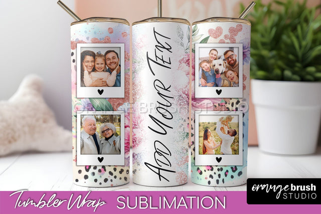 Flowers Photo Frame Tumbler PNG - Add Picture Tumbler Wrap Sublimation OrangeBrushStudio 