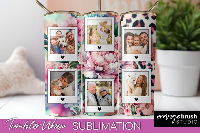 Flowers Photo Frame Tumbler PNG - Add Picture Tumbler Wrap Sublimation OrangeBrushStudio 