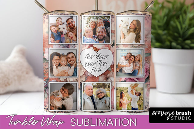 Flowers Photo Frame Tumbler PNG - Add Picture Tumbler Wrap Sublimation OrangeBrushStudio 