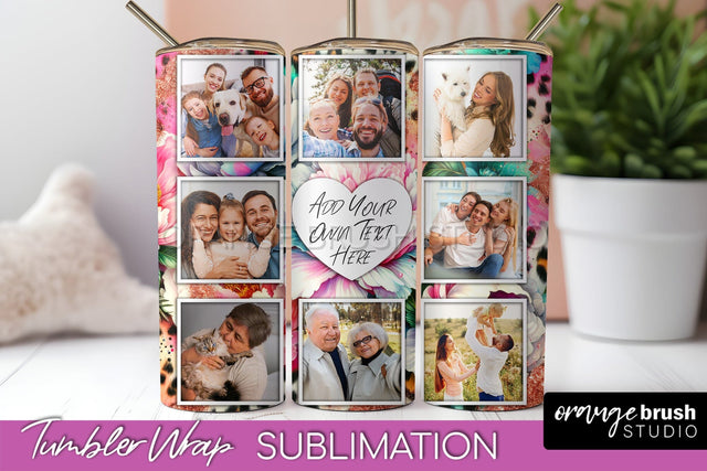 Flowers Photo Frame Tumbler PNG - Add Picture Tumbler Wrap Sublimation OrangeBrushStudio 