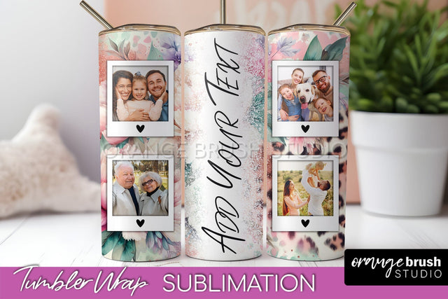 Flowers Photo Frame Tumbler PNG - Add Picture Tumbler Wrap Sublimation OrangeBrushStudio 