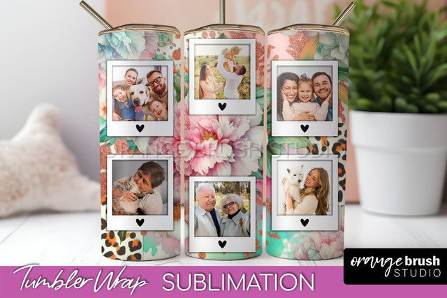 Flowers Photo Frame Tumbler PNG - Add Picture Tumbler Wrap Sublimation OrangeBrushStudio 
