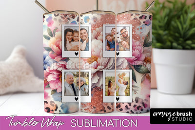 Flowers Photo Frame Tumbler PNG - Add Picture Tumbler Wrap Sublimation OrangeBrushStudio 