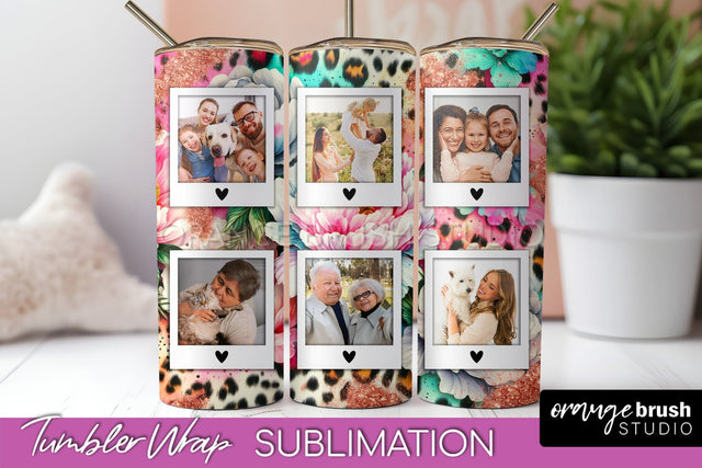 Flowers Photo Frame Tumbler PNG - Add Picture Tumbler Wrap Sublimation OrangeBrushStudio 