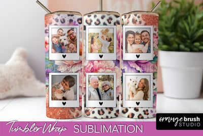Flowers Photo Frame Tumbler PNG - Add Picture Tumbler Wrap Sublimation OrangeBrushStudio 