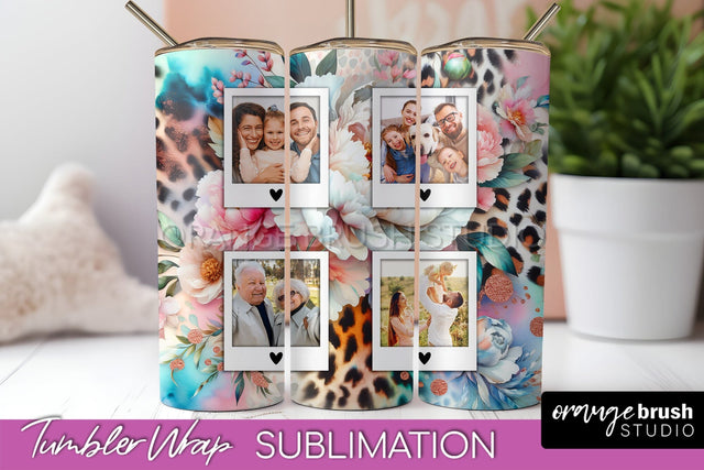Flowers Photo Frame Tumbler PNG - Add Picture Tumbler Wrap Sublimation OrangeBrushStudio 