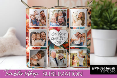 Flowers Photo Frame Tumbler PNG - Add Picture Tumbler Wrap Sublimation OrangeBrushStudio 
